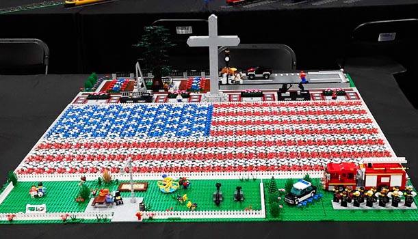 US Flag memorial in LEGO bricks